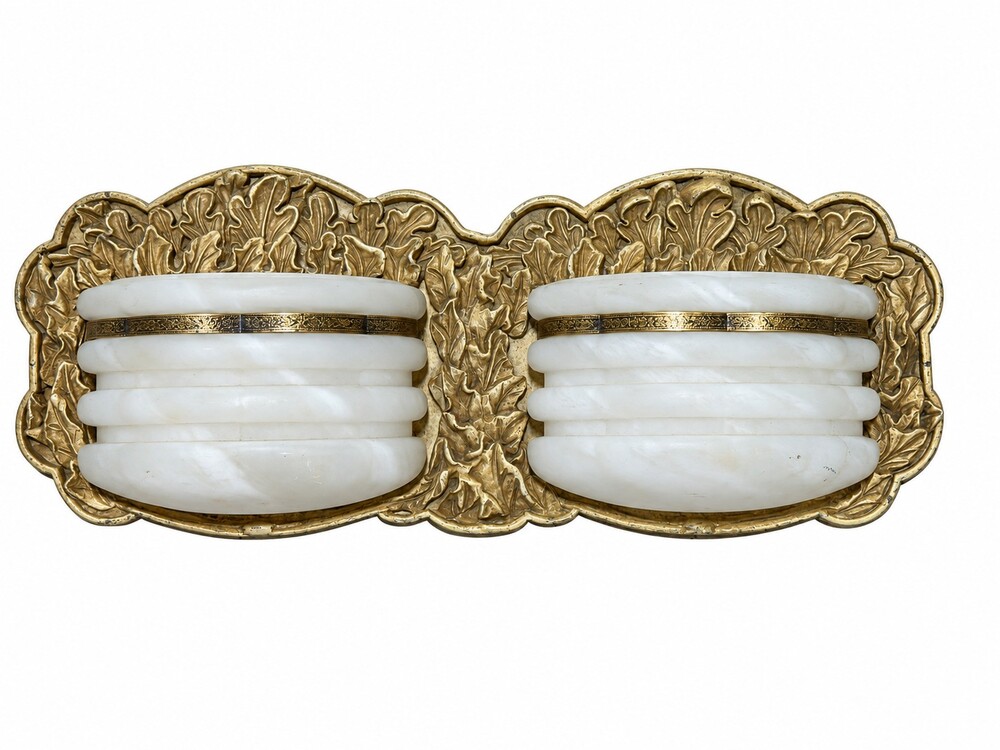 French Art Deco Style  White Glass Double Wall Sconce